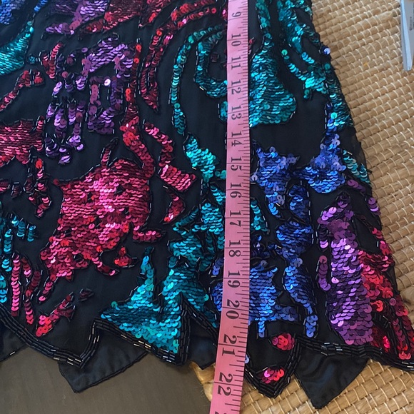 Vintage Nite Line Sequin Silk Lined Tank Size Small - Picture 7 of 8